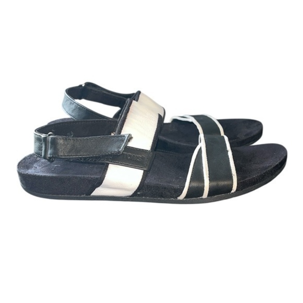 Toms White & black Sandals, open toe, ankle strap, women’s size 9